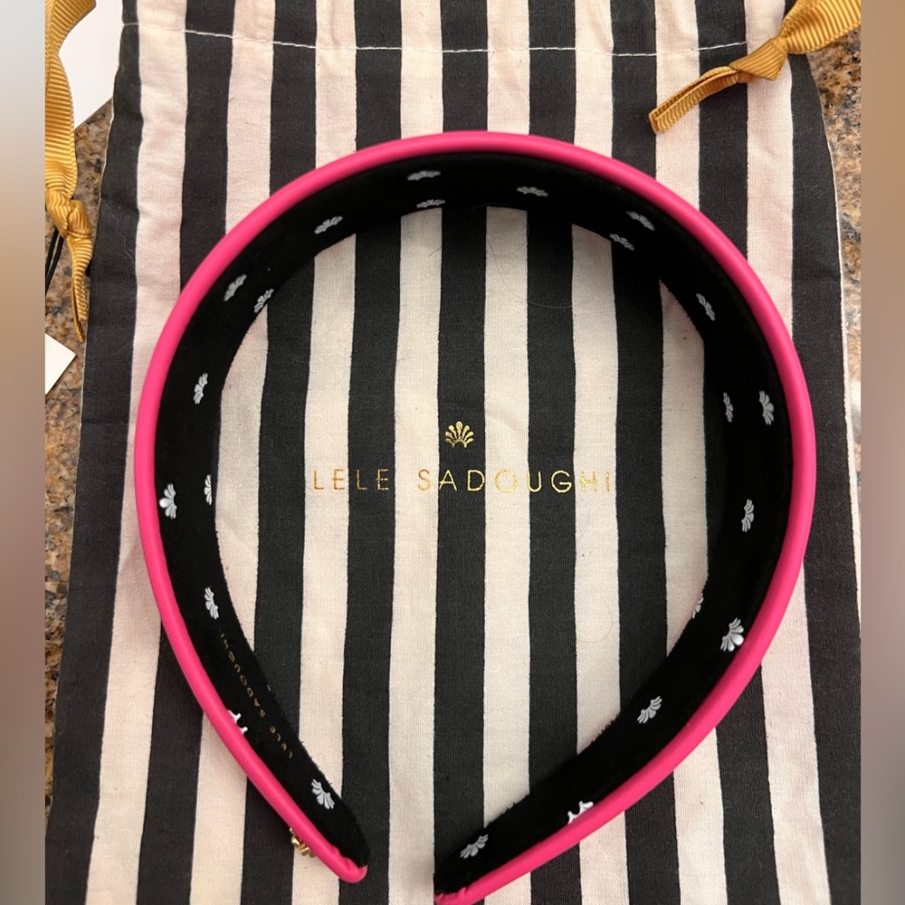 Lele Faux leather cher headband in Fuchsia